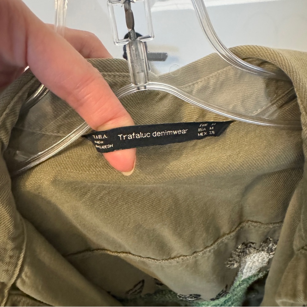 Zara military green ‘Be Green’ long jacket size medium - Picture 4 of 4